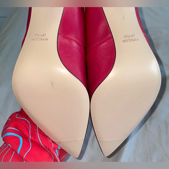 Stuart Weitzman ankle boots in dark cherry red leather - Picture 5 of 6